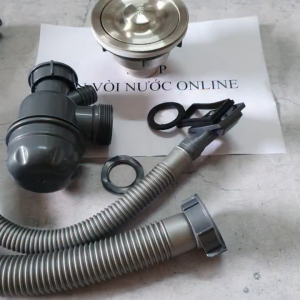 [TRỌN BỘ] Xả chậu rửa chén dùng cho loại 1 hộc có thoát tràn lọc xả inox304.