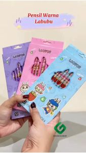 Set Mewarnai Karakter Labubu Pensil Warna Isi 12pcs Pensil Warna Karakter Labubu 12pcs Colored Pencils Labubu