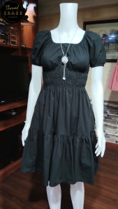 Elegant Cotton Linen Smocked Puff Sleeve Dress with Side Pockets - Versatile Full-Length Casual Sundress for Women S to L