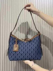 CH | CH 2 In 1 Print Denim Hobo Bag For Women With Mini Wallet Bow Decor Large Capacity Shoulder Tote Bag Designer Daily Handbag