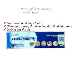 KEM BÔI ĐA NĂNG Colloidal silver 247 tuýp 10g -Giảm ngứa rôm sảy côn trùng cắn. Kháng khuẩn dưỡng ẩm tái tạo da dùng được cho phụ nữ có thai và trẻ nhỏ