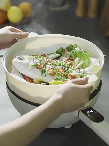 【Ready Stock】4L Electric Frying Pan Non-Stick Wok With Steamer Frying Pan Electric Cooker Cooking Pot Wok Pan
