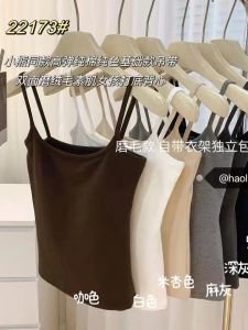 สไตล์เกาหลี ทันสมัย แขนกุด เล็ก สายคล้อง ด้านบน ผู้หญิง สลิมฟิต สวมใส่ด้านในแบบสั้น เสื้อชั้นนอก หลากหลาย เสื้อกล้าม