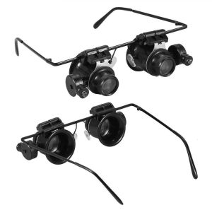 2025 New Hot Sale 20X with LED Light Glasses Magnifiers Magnifying Eyewear Spectacles Eye Protection PC for Jeweler Watch Repair