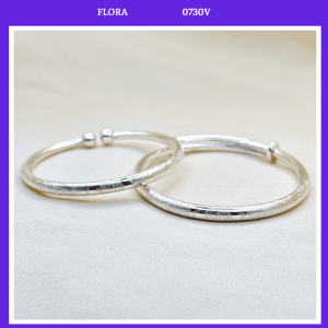 FLORA 0730V - Vòng tay bạc ta cua chỉnh size chạm khắc dành cho bé bé sơ sinh