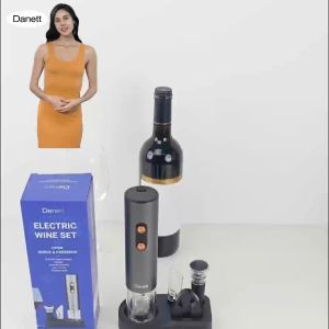ชุดที่เปิดไวน์ไฟฟ้า 5 in 1 ที่เปิดขวดไวน์อัตโนมัติ ที่เปิดขวดไฟฟ้า ที่เปิดจุดคอร์ก เปิดขวดรวดเร็วใน5วิ ที่ตัดฟอยล์ ที่เทไวน์ ที่ปิดไวน์ พร้อมฐานจัดเก็บ สวยงามหรูหรา เหมาะสำหรับเป็นของขวัญให้เพื่อน ของใช้ในบ้าน