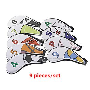 Iron Golf Club Head Cover With Zipper Sports Pattern Waterproof PU 9 PCS
