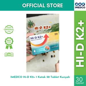 IMEDCO Hi-D K2+ Vitamin D3 800IU & K2 100mcg 30 Tablet Kunyah | Suplemen Tulang Resmi