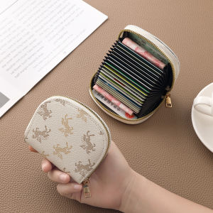 High-Quality Large Capacity Anti-Magnetic Womens ID Card Holder Portable Business Credit Card Case PU Leather Zipper Wallet