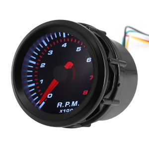 2 52mm Smoke Lens Auto Tachometer White LED Red Light 0-8000 RPM Meter Car Tacho Gauge For 1-8 Cylinders Universal Vehicles