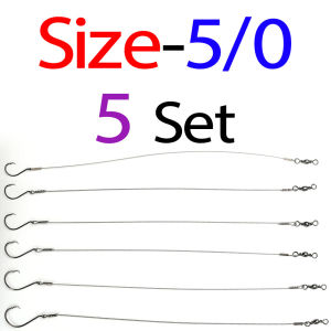 5Pcs/Box Saltwater Shark Circle Hooks Rig Leaders Wire Stainless Steel Circle Hooks Rig Leader for Shark Fishing