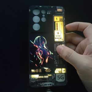 เคสกระจกอะนิเมะไฟ Led ควบคุมเสียง Flash Redmi Note เคสโทรศัพท์เสี่ยวหมี่11 10 9 8 Pro เกม K40 X3 X4 Pro F3 F4 GT เรืองแสง