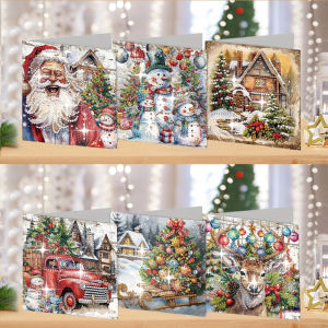 6 DIY Christmas-style diamond painting kit greeting cards expressing unspeakable love and writing romance