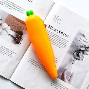 Creative Simulation Vegetable Silicone Pen Case Cactus Peas Eggplant Cartoon Shape Student Pencil Bag Candy Color Popular Elements