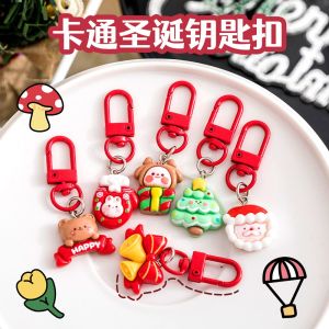 Christmas Small Gift Cartoon Christmas Keychain Student Cute Backpack Decoration Santa Claus Resin Pendants