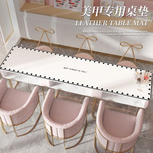 Luxury Leather Tablecloth Waterproof Makeup Desk Mat Easy to Clean High End Feelings Ins Style Long Rectangle Shape Geometric Pattern