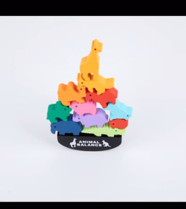 Wooden Animal Balance Shape Board Games Toy Set Educational Stacking High Puzzle