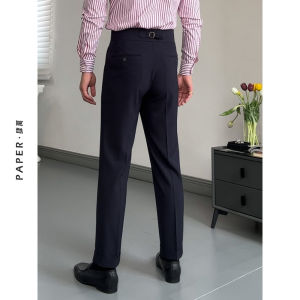 Light Gray High-Waist Straight Trousers Business Casual Pants