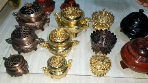 [HCM]Lư xông trầm hương hoa sen-đỉnh đồng bằng hợp kim-Nhiều màu