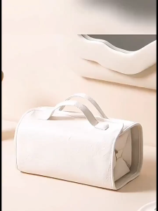 Leather Cosmetic Bag Detachable 4 in 1 Travel Toiletry Bag Multi Compartment Hanging Makeup Bag Foldable Cosmetic Bag