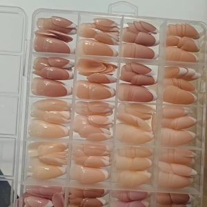 360Pcs/Box Short Almond French Tips Fake Nails Glossy Matte Full Cover Press-On Nails White Edge Design Women False Fingertips 1