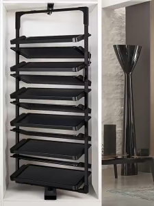 Solaze Aluminum + ABS Material Smart Entryway Shoe Cabinet Ideas for Saving Spaces Rotating Shoe Rack for Home Furniture Wardrobe