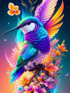 Huacan Diy Diamond Painting Animal Full Square Round Drill Mosaic Hummingbird Art Home Decor Rhinestone Pictures
