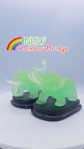 Elegant Jade-Style Elephant Figurines (Set of 2) #No.SM2412 NEW MODEL