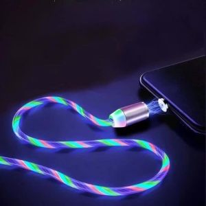 1/2m Magnetic Streaming Data Cable Mobile Phone Colorful LED Light Up 3 in 1 Magnetic Charging Cable Phone Accessories
