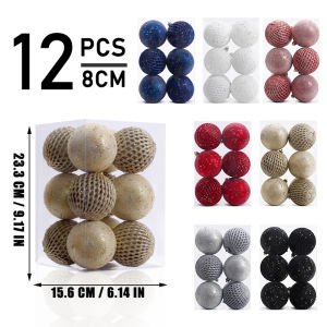 3.15" Christmas Ball Ornaments 12Pcs for Xmas Tree Shatterproof Decorations Hanging Balls Wedding Holiday Party Home Decor
