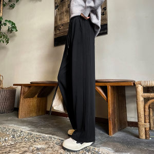 Miiow | Gray Casual Sports Pants Womens High Waist Drapey Wide Leg Pants Autumn Winter Slim Straight Casual Trousers