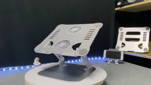 T619G Giá Đỡ Laptop Macbook Ipad Nhôm Gấp Gọn Đế Tản Nhiệt Máy Tính 11-17 Inch 2 Quạt Led Chạy Mạnh Êm Để Bàn Cao Cấp