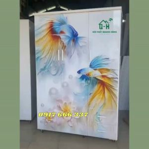 TỦ NHỰA 3 CÁNH ĐỰNG QUẦN ÁO IN 3D CÁ CHÉP PHONG THỦY CHO GIA ĐÌNH - VIDEP THỰC TẾ