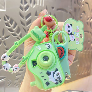 Panda Flower Souvenir Projector Camera Keychain Couple Backpack Ornament Toy Gift Creative PVC Plastic Hardware Cartoon Series