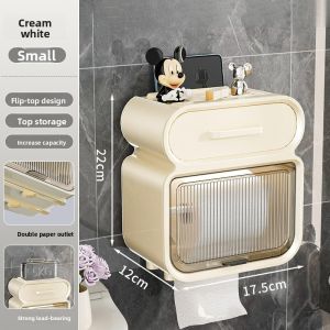 MONLEYTA | Bathroom Toilet Paper Holder Wall Mounted Waterproof No Drilling Required Tissue Box Nordic Style Pure Color Trend Storage Rack