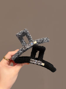 Retro Korean Style Fabric Yarn Diamond Shark Clamp Hair Accessories Gold Label Elegant Hairpin Back of Head Updo Hair Clip
