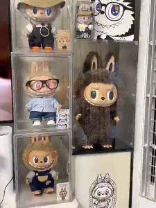 60cm Labubu Zimomo Display Box Full Acrylic Popmart Figurine Pro Magnetic Cover Cosmetic Storage Case Organizer Box