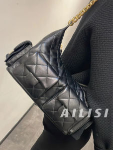 Jennie25C Hobo Bohemian Denim Chunky Chain Multi-Pocket Single Shoulder Handbag Underarm Fashion Womens Bag Casual Simple Style