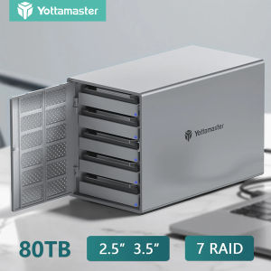 Yottamaster 5 Bay SATA SSD Enclosure 2.5 3.5 inch HDD RAID External Case USB 3.0 Dual Slot Hard Drive Disk Storage Box House