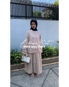 Gaudy - Laura Set 2in1 Setelan Blus+Rok Wanita Remaja Muslim Linen Rami Premium Kekinian