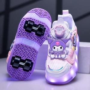 Princess Style Light-up Hidden Wheels Skate Shoes for Girls 4 wheels