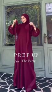 Gamis Dress Kondangan Terbaru Elegan Polos Bahan Ceruty Babydoll Simple Kekinian Trendy COD