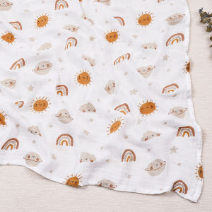 Elinfant 1PCS Bamboo Cotton Baby Towel Wrap 120x110cm Soft Print Baby Muslin Swaddle Blanket
