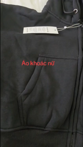 Áo Khoác Nữ nỉ Len Bông Ealifornia Kiểu Lửng Croptop Hoodie Túi Trong tay dài Dây Kéo Phao Mặc ẤmTop chống nắng thu đông màu đen