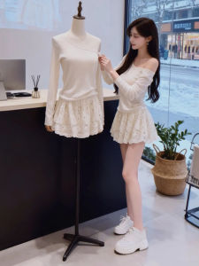 CHANGTONG | Stylish Unique Slanted Shoulder Two-Piece Outfit Set Winter