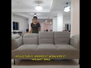 Flotti Kiera 3 Seater Adjustable Backrest & Armrest Sofa (Beige Light Grey Dark Grey)
