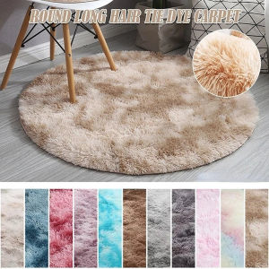 Tie-dyed Round Carpet Home Living Room Bedroom Area Rug Fashion Carpet Plush Floor Mat Soft Fluffy Rug Home Decor