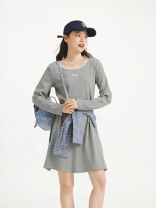 Hotwind | Long Sleeve Round Neck Lace Womens Knit Dress