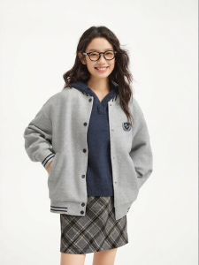 Hotwind | Retro College Style Womens Jacket Grey