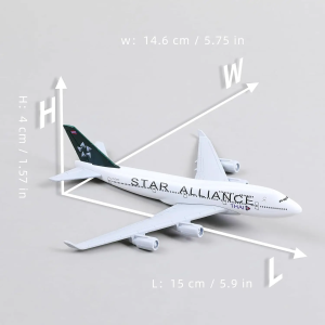 1/400 Star Alliance Thai B747 Diecast Metal Airplane Model Kits with Stand for Airplane Toy Gift or Desktop Display Collections